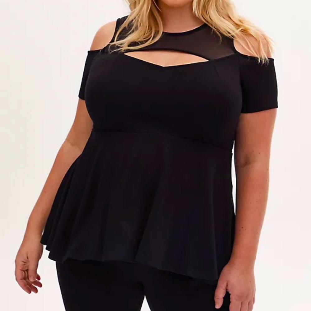 NWT Torrid Black Peplum Top Size 2